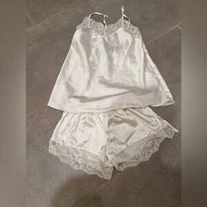 Lulus White Satin Pajama set